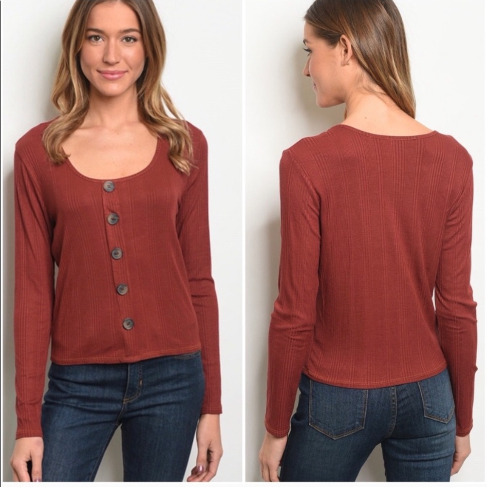 Rust button down top